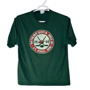 Minnesota Wild Shirt Mens Large Green NHL Hockey St Paul 2000 T-Shirt‎ Y2K